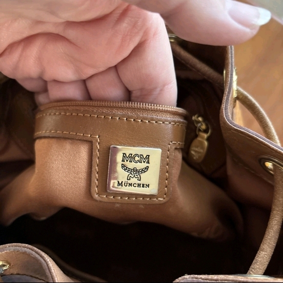 MCM Cognac Visetos Bucket Crossbody Shoulder Bag - Picture 4 of 9